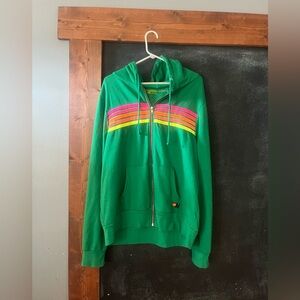Aviator Nation 5 stripe hoodie Kelly Green Zip-Up Hoodie size XL euc